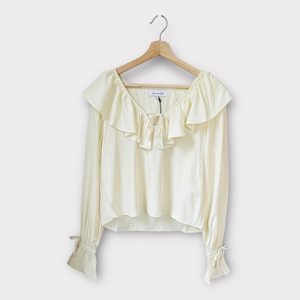 NWT WeWoreWhat Ruffle Blouse, Ivory, size S